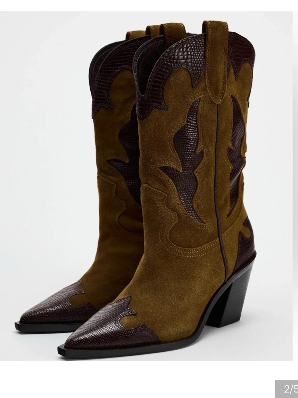 Zara Heeled Combination Suede Knee High Boot. Size 8. Worn once, RP $150
